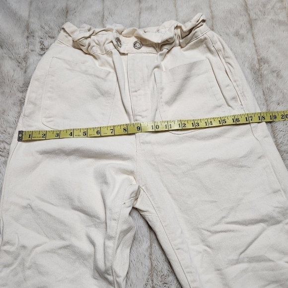 Pants High-waist 100% Cotton Cream color Y2K 90's Size 2 ZARA - Picture 13 of 16